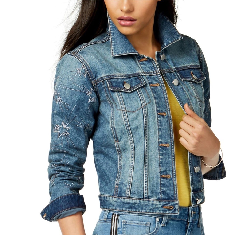 Maison Jules Silver Star Sleeved Denim Jacket